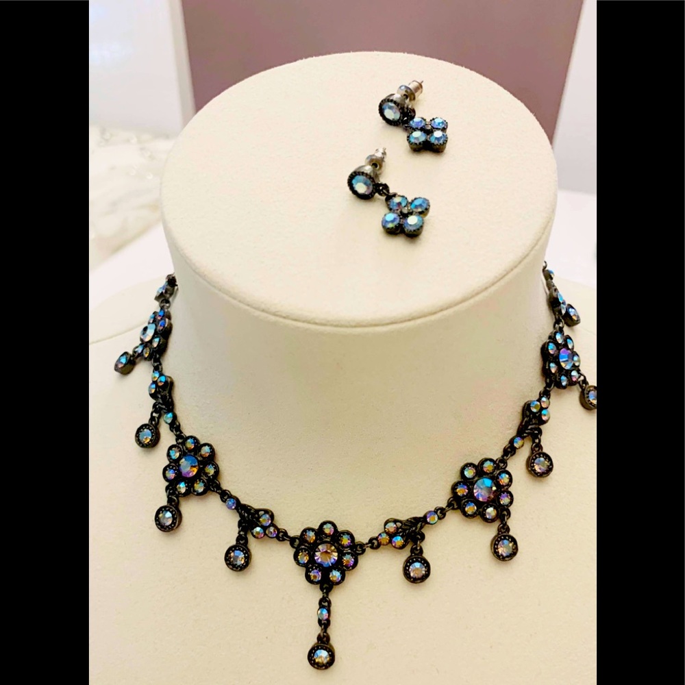 Iridescent Crystal necklace & Earrings set
